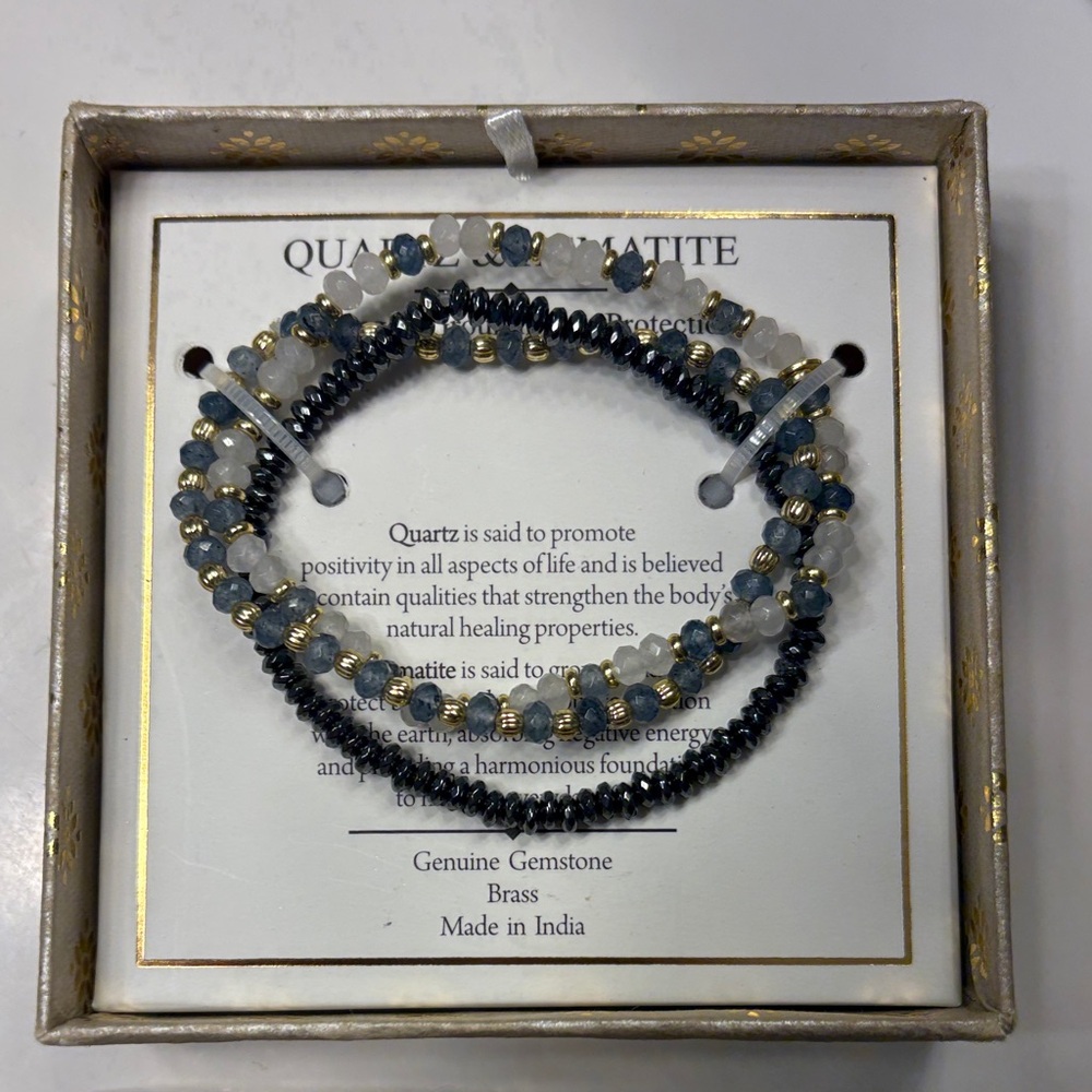 Quartz and Hematite Bracelet Set